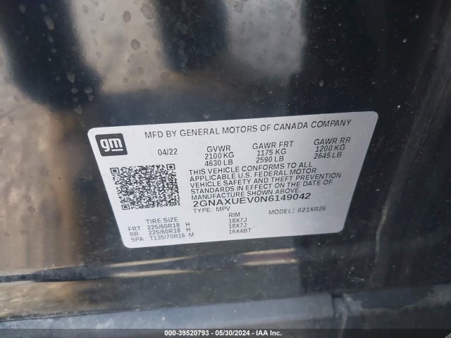 Chevrolet Equinox Awd Lt 2022 2GNAXUEV0N6149042 Image 9