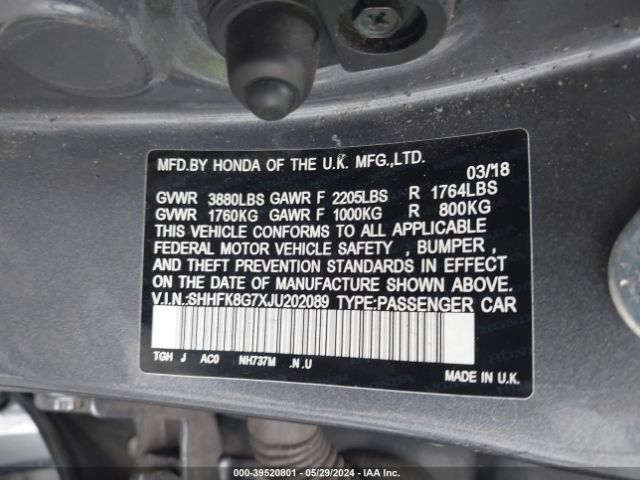 SHHFK8G7XJU202089 Honda Civic Type R Touring