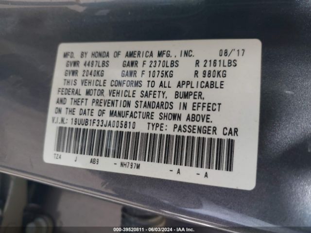 19UUB1F33JA005810 Acura TLX