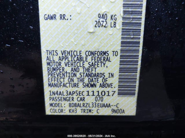 Nissan Altima 2.5 S 2014 1N4AL3AP5EC111017 Image 9
