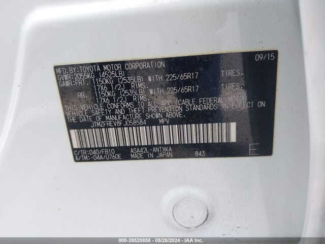 Toyota RAV4 LE 2015 JTMZFREV8FJ058584 Image 9