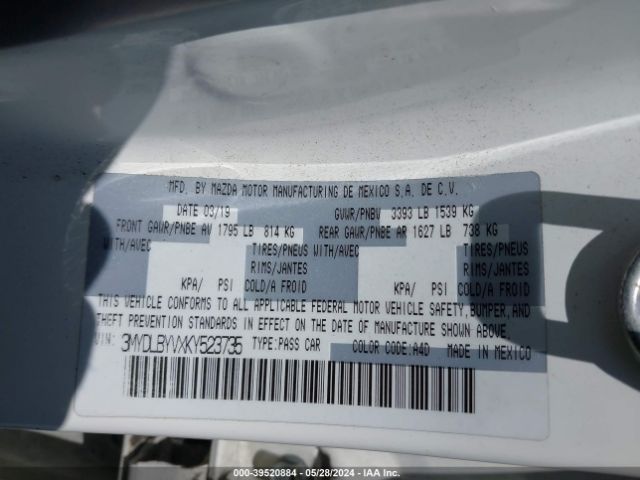 3MYDLBYVXKY523735 Toyota YARIS LE