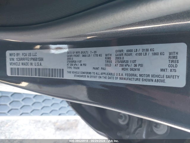 RAM 1500 Lone Star  4x4 5'7 Box 2023 1C6RRFFG1PN681584 Image 9