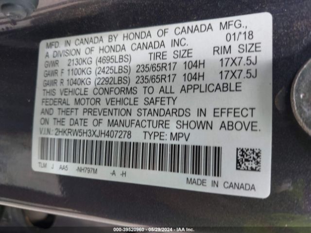 2HKRW5H3XJH407278 Honda CR-V LX