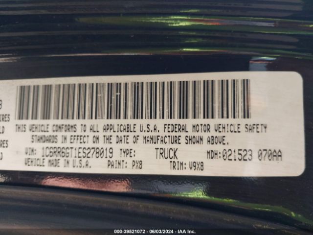 1C6RR6GT1ES278019 RAM 1500 Slt