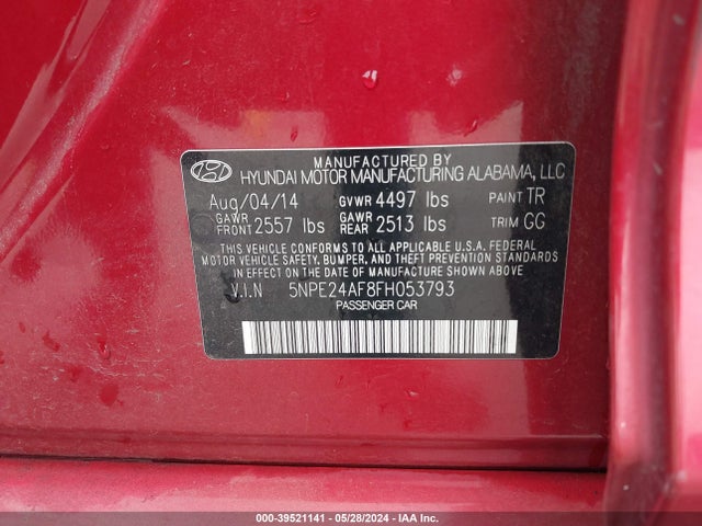 Hyundai SONATA SE 2015 5NPE24AF8FH053793 Image 9