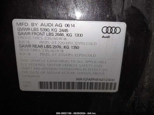 WA1LFAFP4FA012400 Audi Q5 2.0t Premium