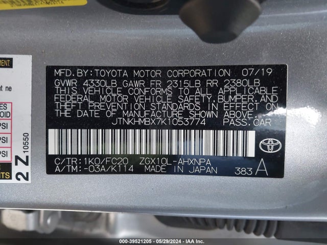 Toyota C-HR LE 2019 JTNKHMBX7K1053774 Image 9