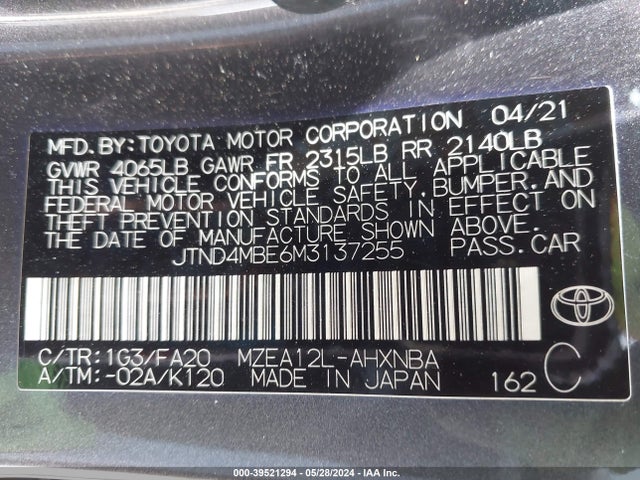 Toyota COROLLA SE 2021 JTND4MBE6M3137255 Image 9