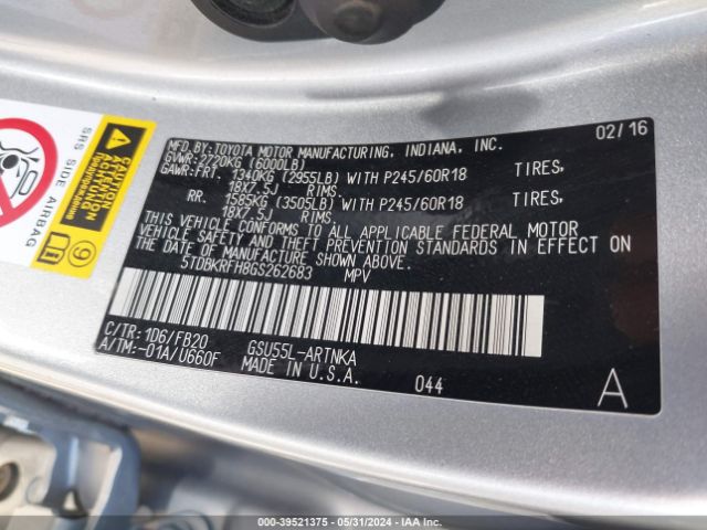 5TDBKRFH8GS262683 Toyota Highlander Le V6