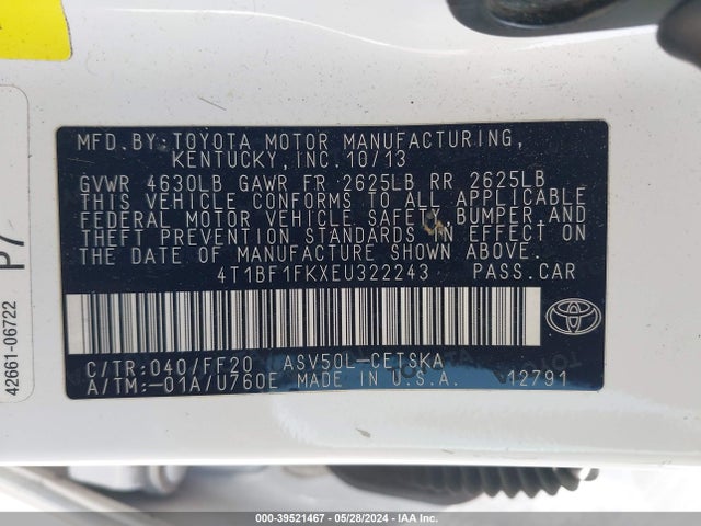 Toyota CAMRY SE 2014 4T1BF1FKXEU322243 Image 9