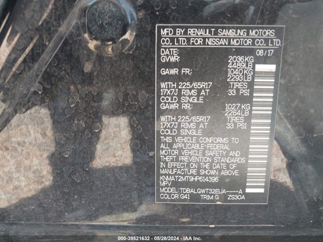 Nissan ROGUE SV 2017 KNMAT2MT9HP614396 Image 9
