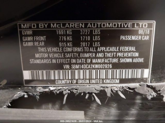 2019 MCLAREN 720S SBM14DCA2KW002926 Photo 8