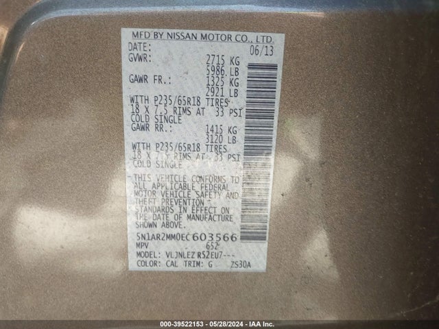 Nissan Pathfinder Sv 2014 5N1AR2MM0EC603566 Image 9