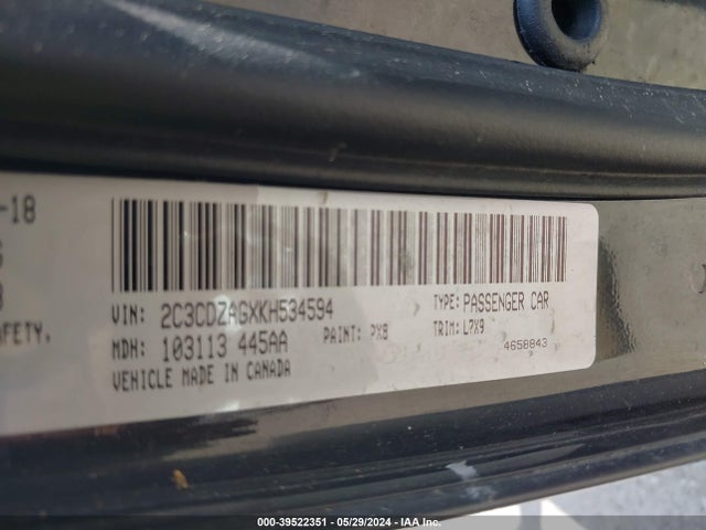 Dodge Challenger Sxt 2019 2C3CDZAGXKH534594 Image 9