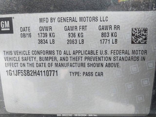 Chevrolet Sonic Premier Auto 2017 1G1JF5SB2H4110771 Image 9