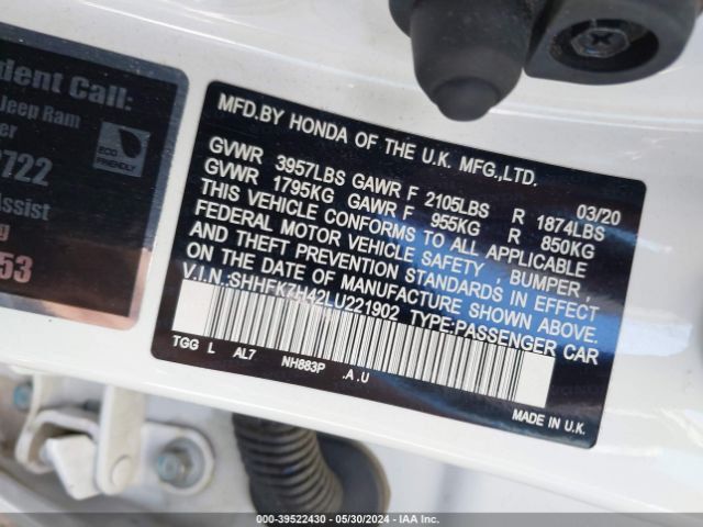 SHHFK7H42LU221902 Honda Civic Sport
