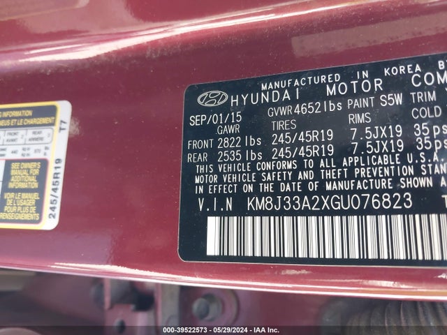 Hyundai Tucson Limited 2016 KM8J33A2XGU076823 Image 9