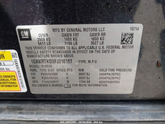 1GKKRTKD3FJ216187 GMC Acadia Denali