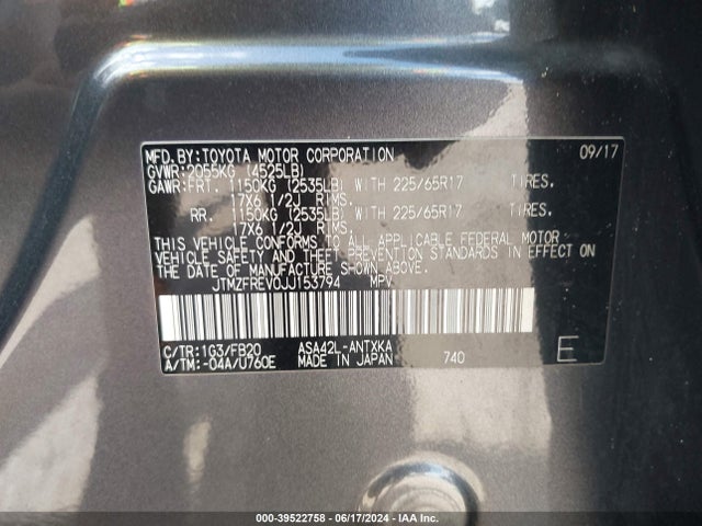 Toyota RAV4 LE 2018 JTMZFREV0JJ153794 Image 9