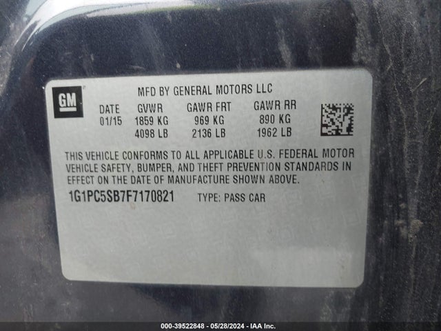 Chevrolet Cruze 1lt Auto 2015 1G1PC5SB7F7170821 Image 9