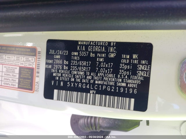 KIA SORENTO LX 2023 5XYRG4LC1PG219196 Image 9