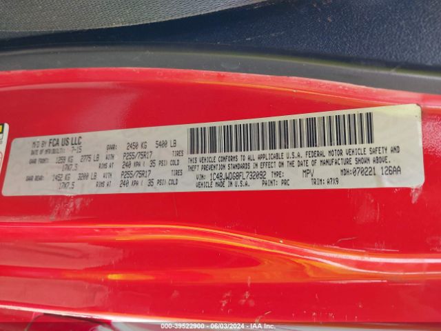 1C4BJWDG8FL732092 Jeep Wrangler Unlimited Sport