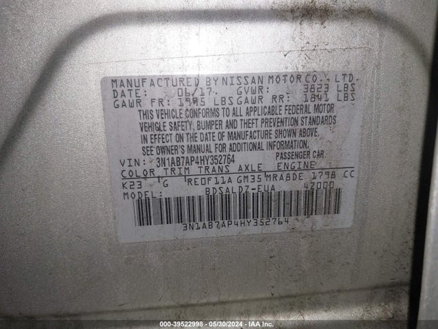 Nissan SENTRA SV 2017 3N1AB7AP4HY352764 Image 9
