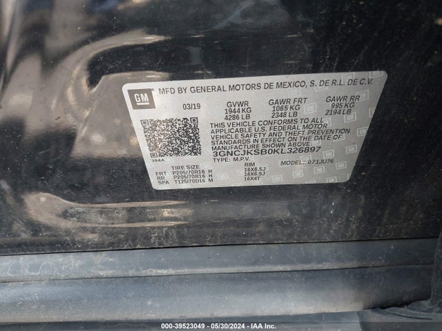 Chevrolet TRAX LS 2019 3GNCJKSB0KL326897 Image 9