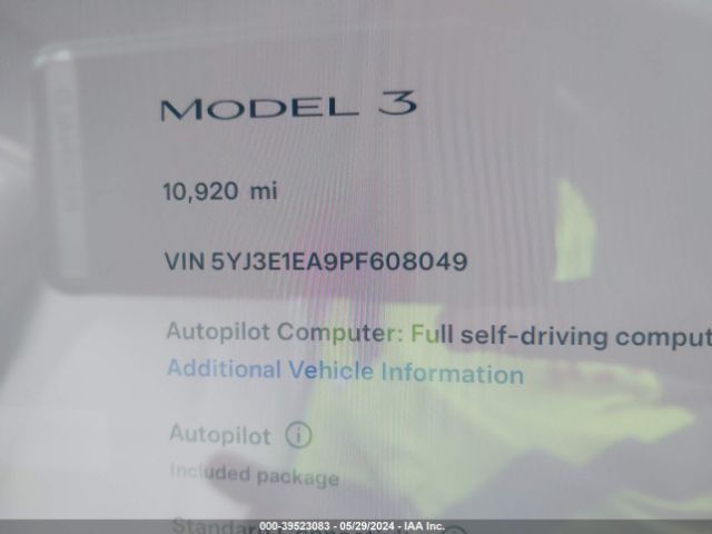5YJ3E1EA9PF608049 Tesla Model 3 Rear-wheel Drive