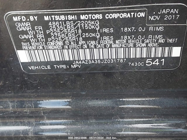 Mitsubishi Outlander Le 2018 JA4AZ3A35JZ031787 Image 9