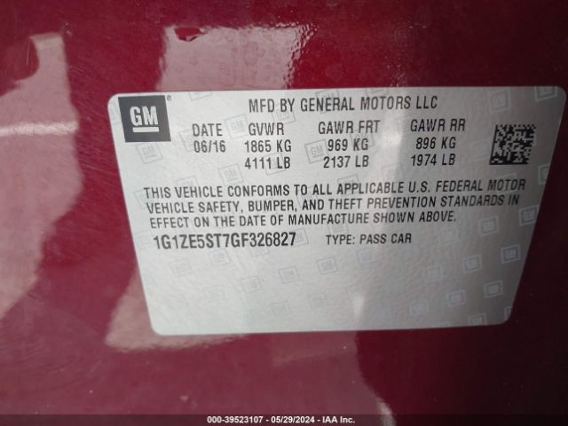 1G1ZE5ST7GF326827 Chevrolet MALIBU 1LT