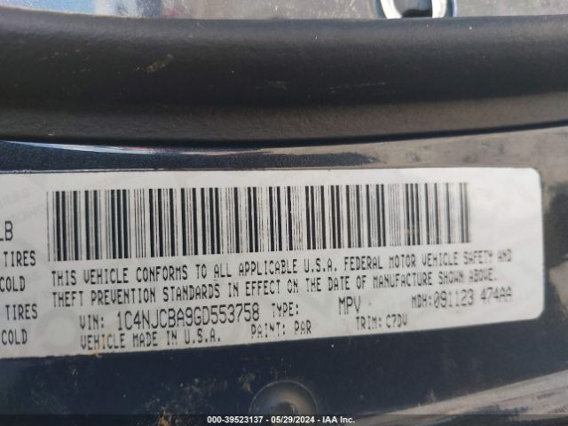 1C4NJCBA9GD553758 Jeep Compass Sport