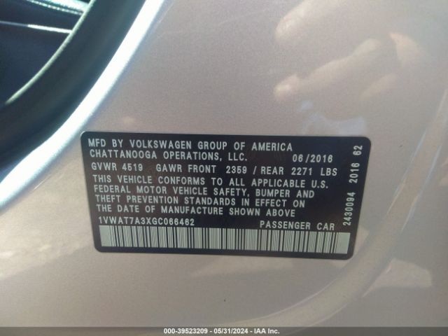 1VWAT7A3XGC066462 Volkswagen Passat 1.8t R-line