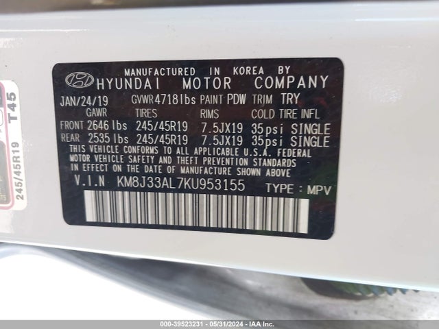 Hyundai Tucson Night 2019 KM8J33AL7KU953155 Image 9