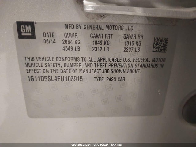 Chevrolet MALIBU 2LT 2015 1G11D5SL4FU103915 Image 9