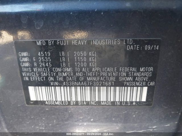 4S3BNAA67F3021681 Subaru Legacy 2.5i