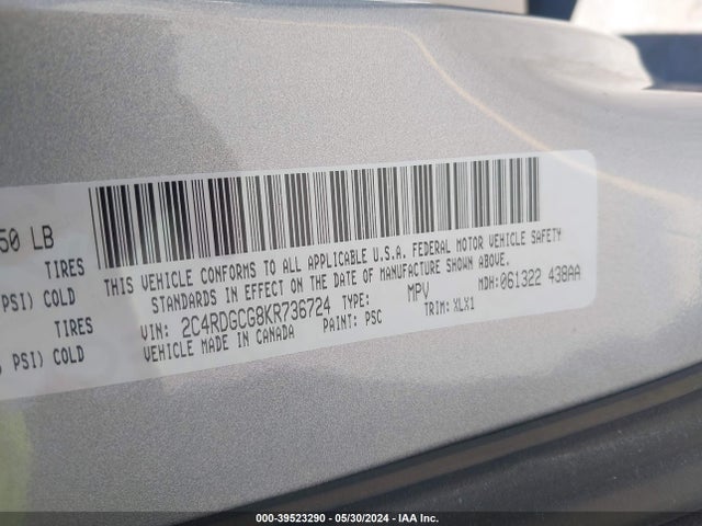 Dodge Grand Caravan Sxt 2019 2C4RDGCG8KR736724 Image 9