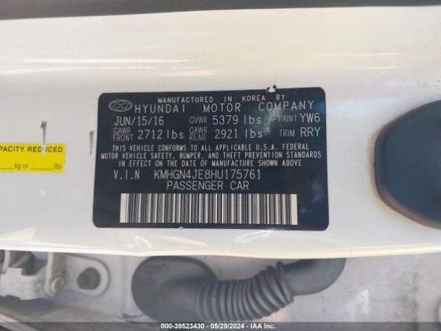 KMHGN4JE8HU175761 Genesis G80 3.8