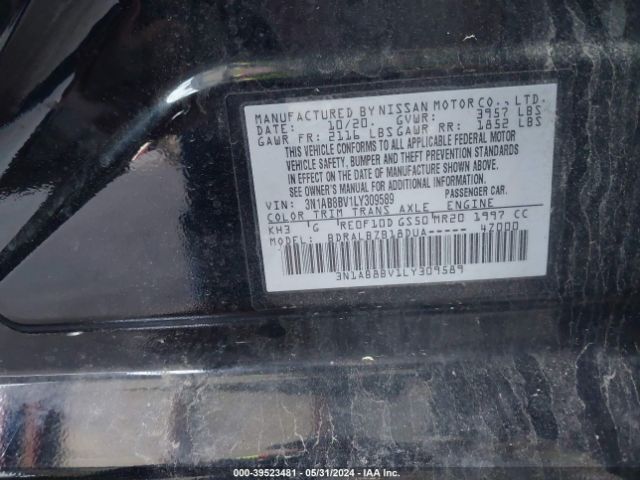 3N1AB8BV1LY309589 Nissan Sentra S Xtronic Cvt