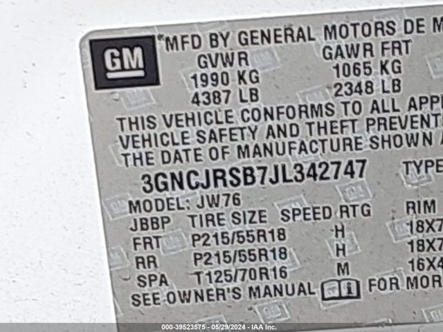 Chevrolet Trax Premier 2018 3GNCJRSB7JL342747 Image 9