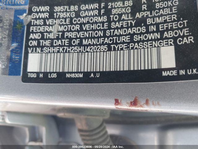 SHHFK7H25HU420285 Honda Civic Lx