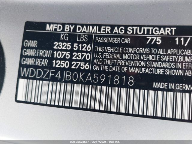 WDDZF4JB0KA591818 Mercedes-Benz E 300
