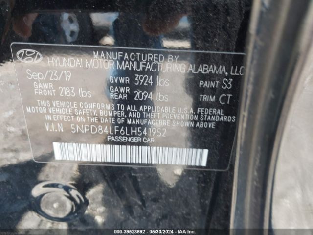 5NPD84LF6LH541952 Hyundai ELANTRA SEL