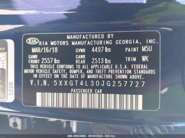5XXGT4L30JG257727 KIA Optima Lx