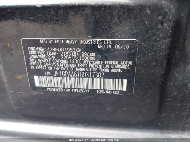 Subaru Impreza 2.0i 2016 JF1GPAA61G9317302 Image 9