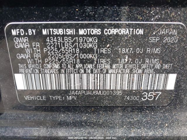 JA4APUAU6MU001395 Mitsubishi Outlander Sport 2.0 Es 2wd