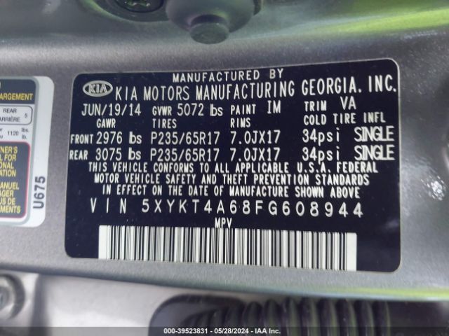 5XYKT4A68FG608944 KIA SORENTO LX