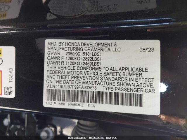 19UUB7F99PA003575 Acura Tlx Type S - Hp Wheel And Tire