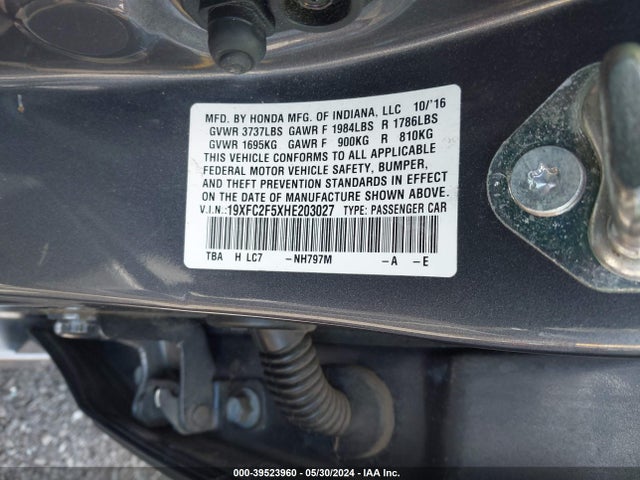 Honda Civic Lx 2017 19XFC2F5XHE203027 Image 9